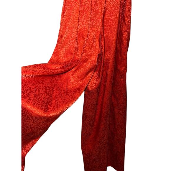 Saylor Red Orange Jacquard Jumpsuit Spaghetti Strap‎ Wide Leg XS Formal Wedding - Picture 6 of 12